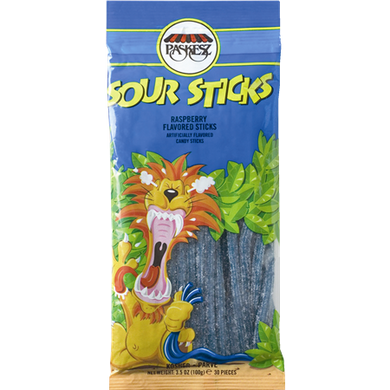 Paskesz Raspberry Flavored Sour Sticks 100 grams Pack of 10