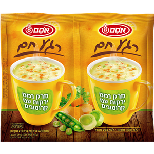 Osem Vegetable Instant Soup with Croutons (2 Per Pack 56 grams) Pack of 6
