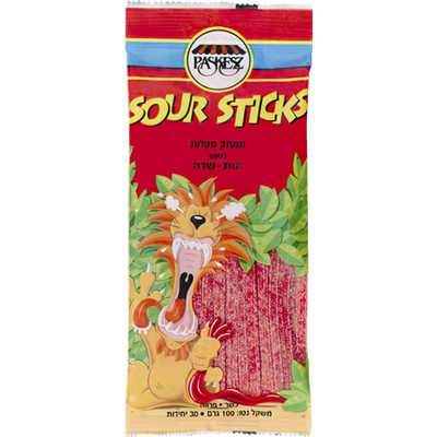 Paskesz Strawberry Flavored Sour Sticks 100 grams Pack of 10