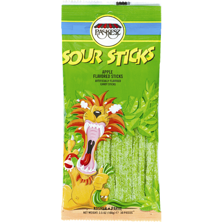 Paskesz Apple Flavored Sour Sticks 100 grams Pack of 10