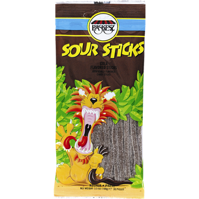 Paskesz Cola Flavored Sour Sticks 100 grams Pack of 10