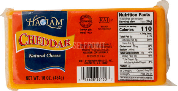 Haolam Colored Cheddar Cheese, 16 Oz 454 gr Pack of 3